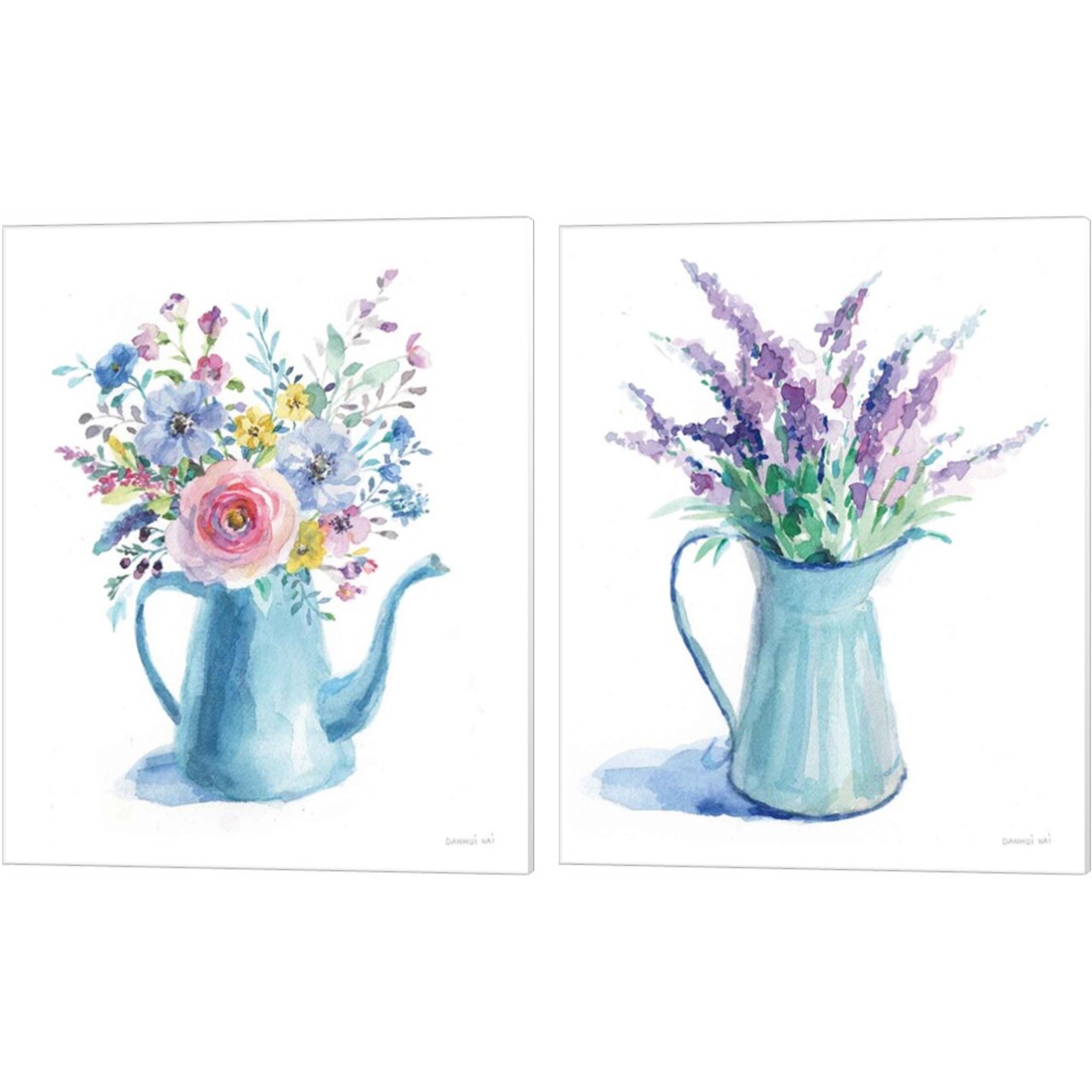 Farmstand Flowers & Lavender by Danhui Nai 12" x 15" Canvas Wall Art (Set of 2)